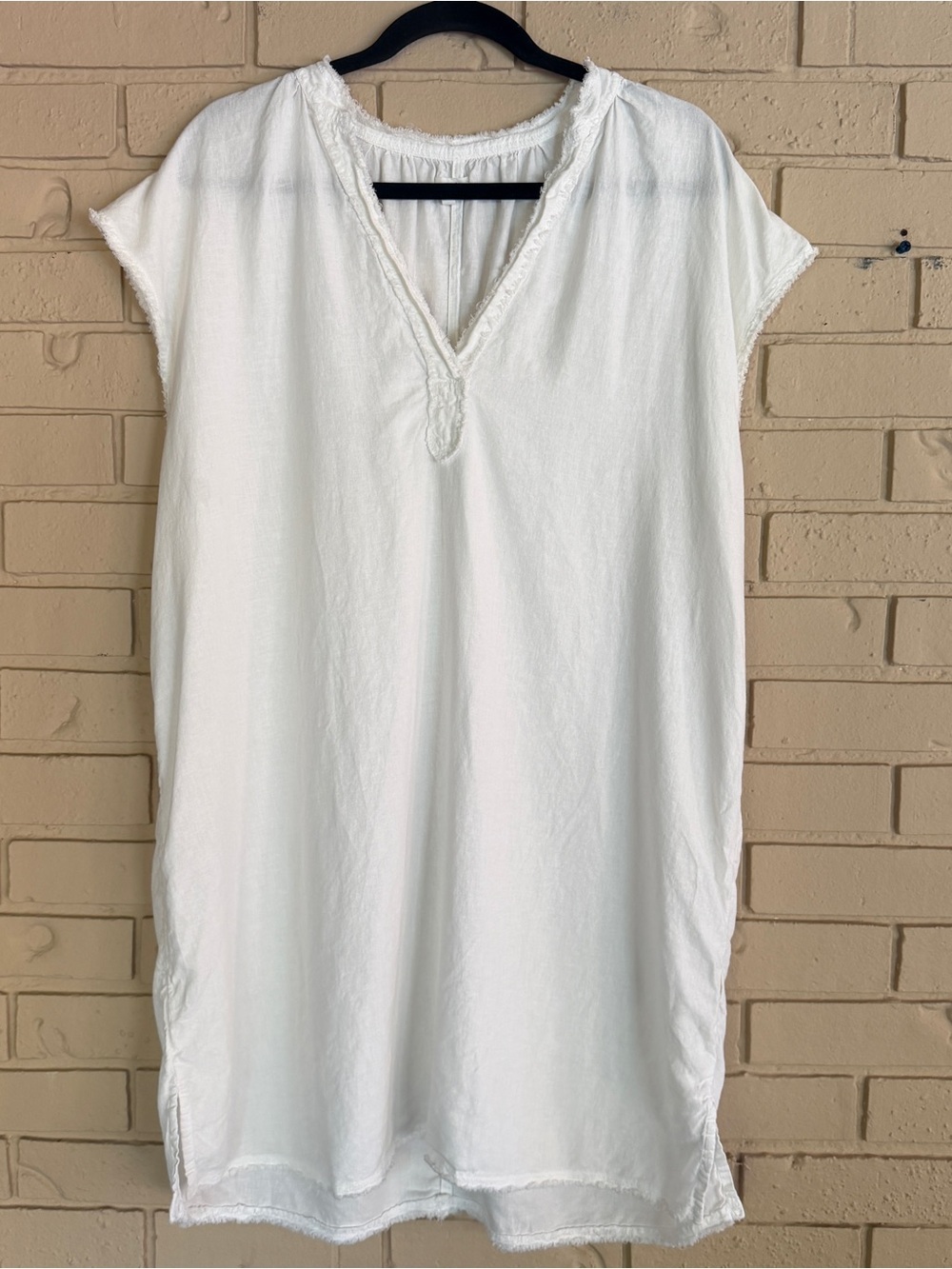 Aerie White Linen Shift Casual Dress Cover Up Mini M Boho Resort Beach Oversized